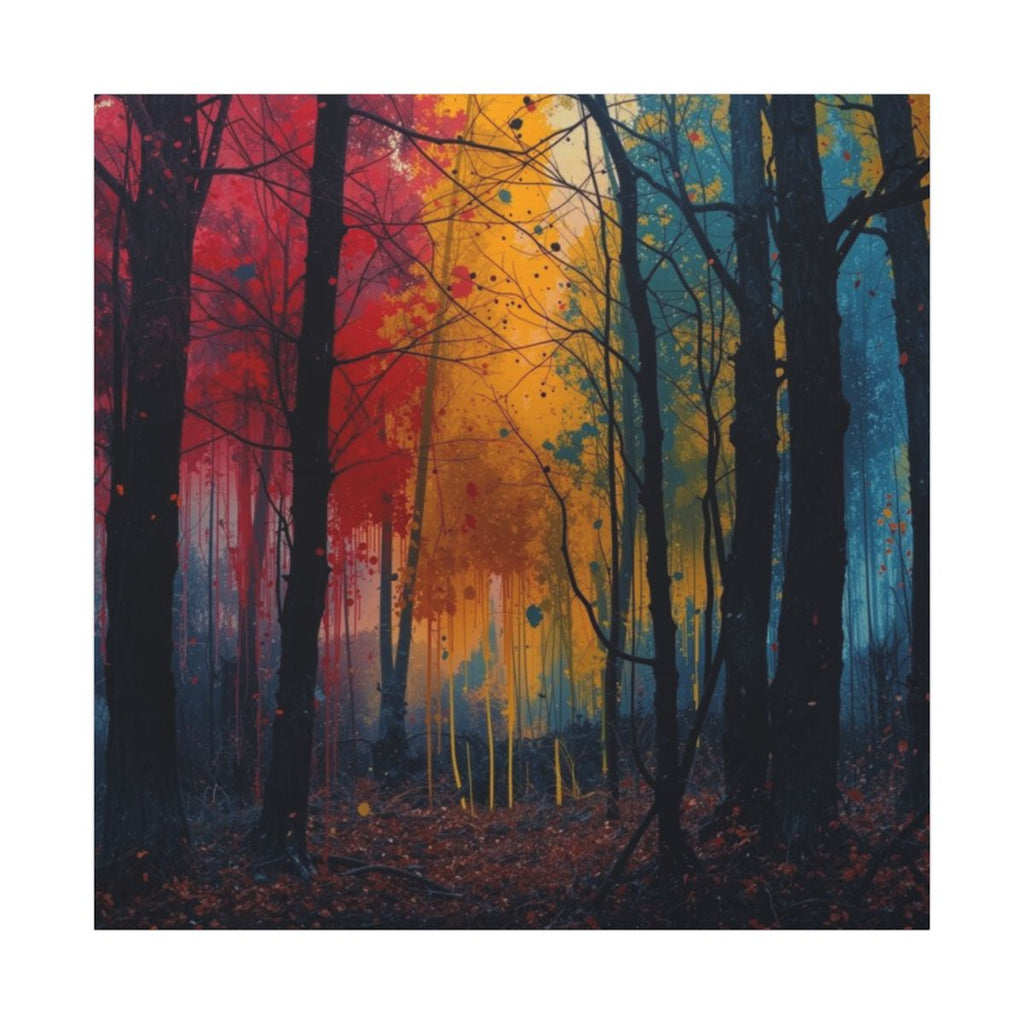FAUVE abstract ink-forest framed canvas wall art by Scattercrate — vivid moody forest decor