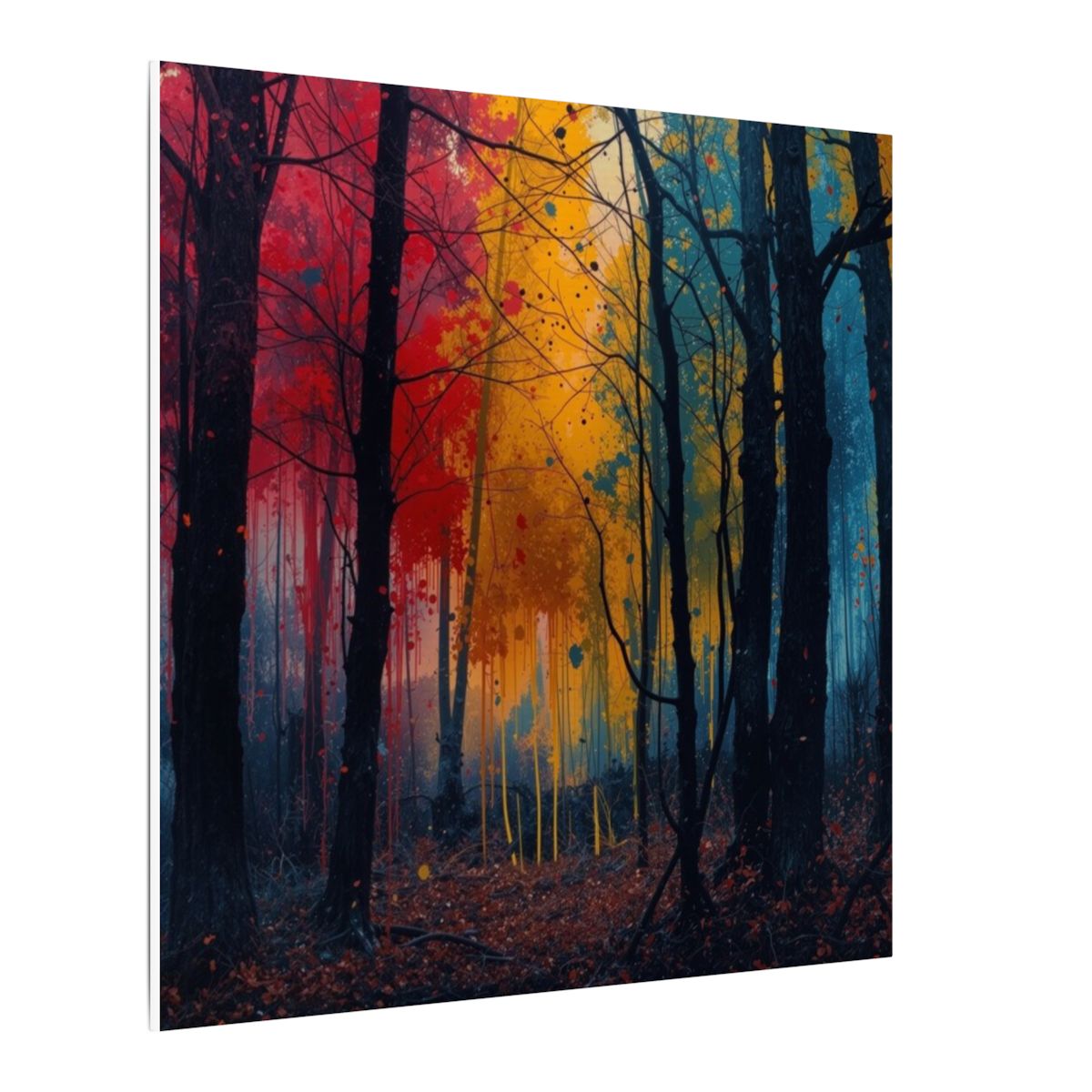FAUVE abstract ink-forest framed canvas wall art by Scattercrate — vivid moody forest decor