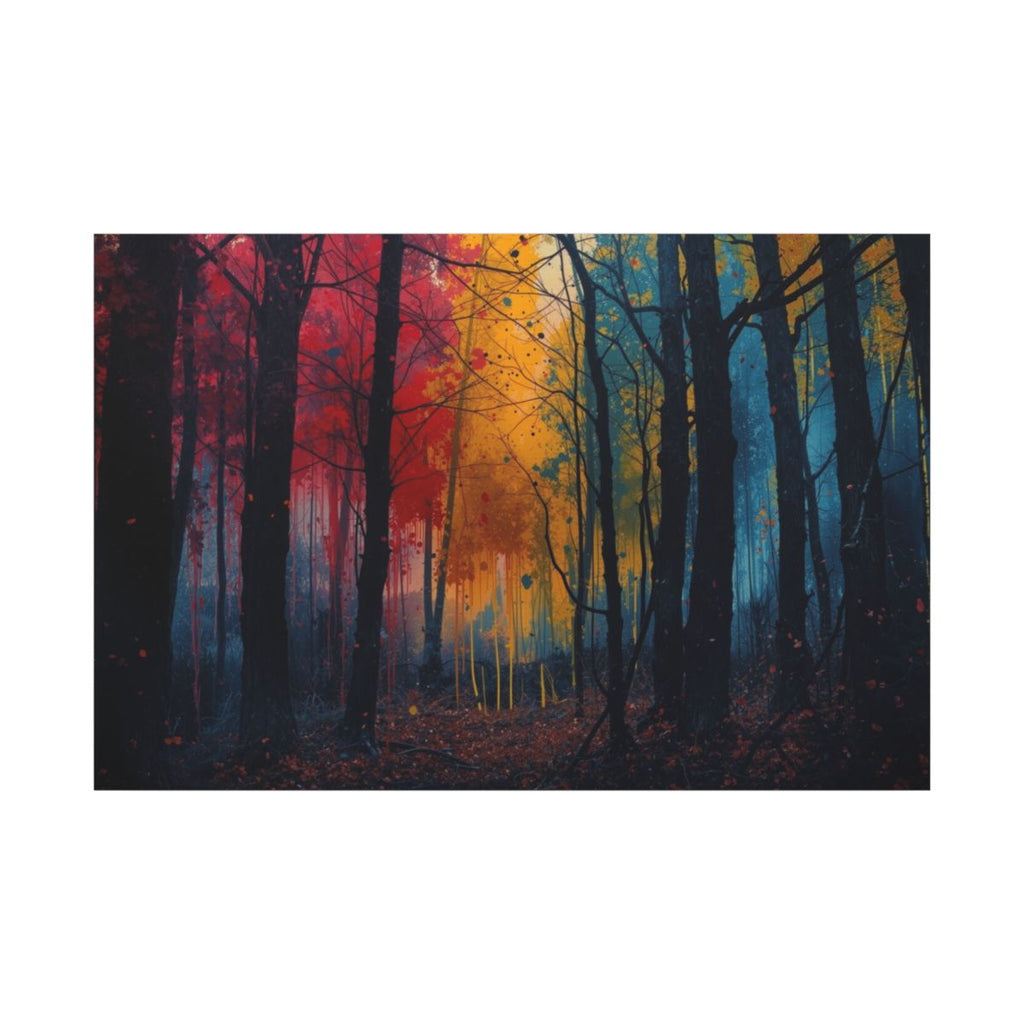 FAUVE abstract ink-forest framed canvas wall art by Scattercrate — vivid moody forest decor