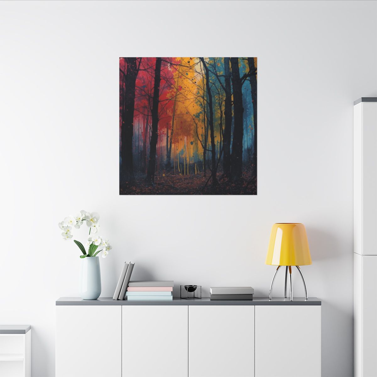 FAUVE abstract ink-forest framed canvas wall art by Scattercrate — vivid moody forest decor