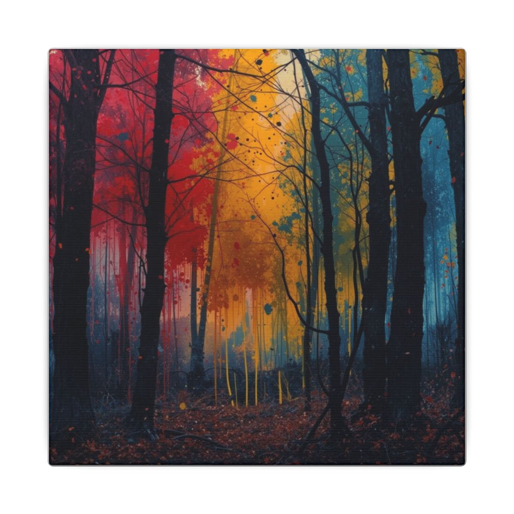 FAUVE abstract ink-forest framed canvas wall art by Scattercrate — vivid moody forest decor