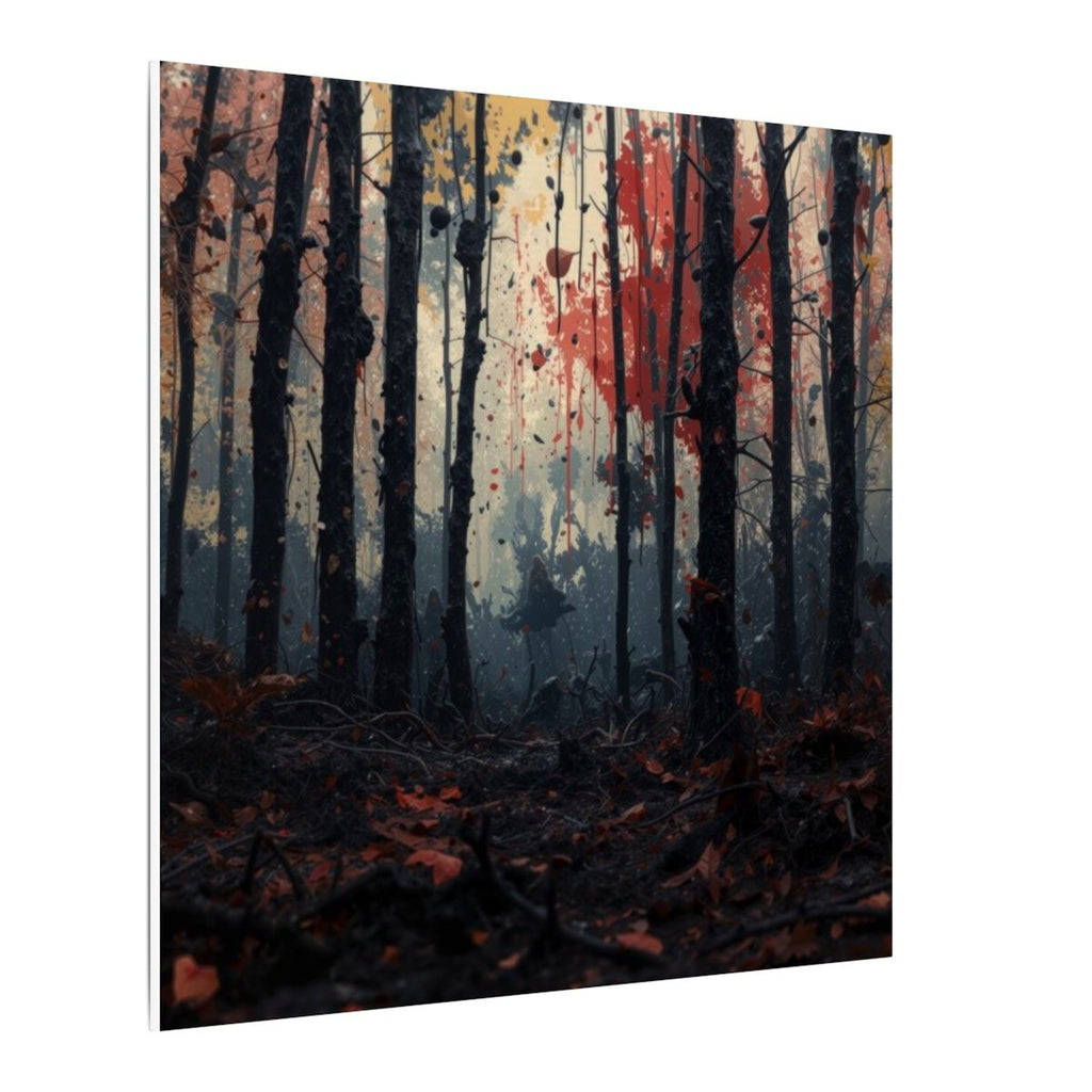 HUSHWOOD abstract ink-forest framed canvas wall art by Scattercrate — hushed moody forest decor