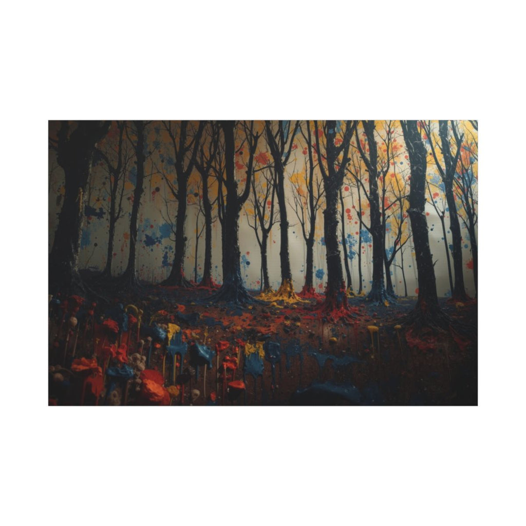 IMPASTO abstract ink-forest framed canvas wall art by Scattercrate — textured moody forest decor