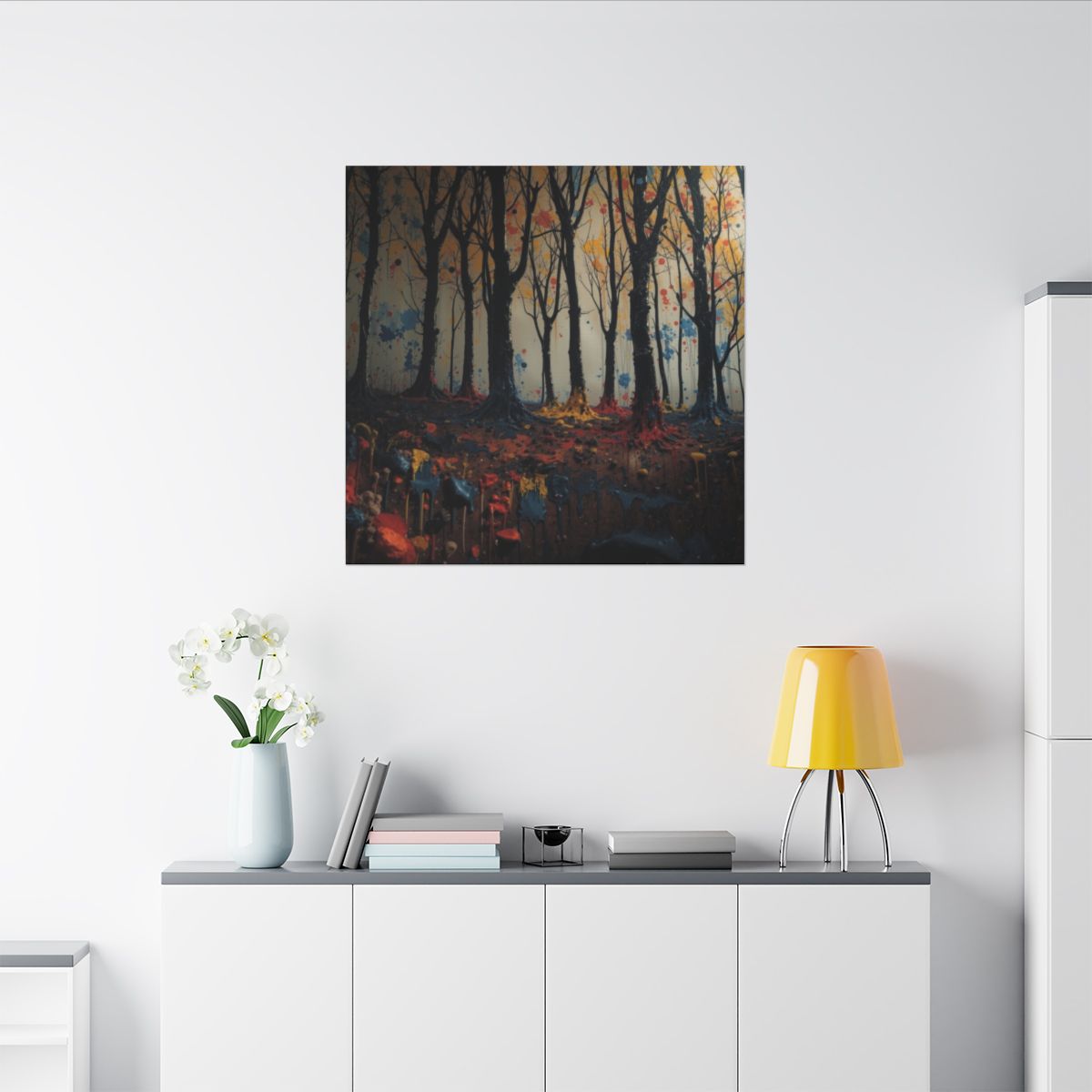 IMPASTO abstract ink-forest framed canvas wall art by Scattercrate — textured moody forest decor