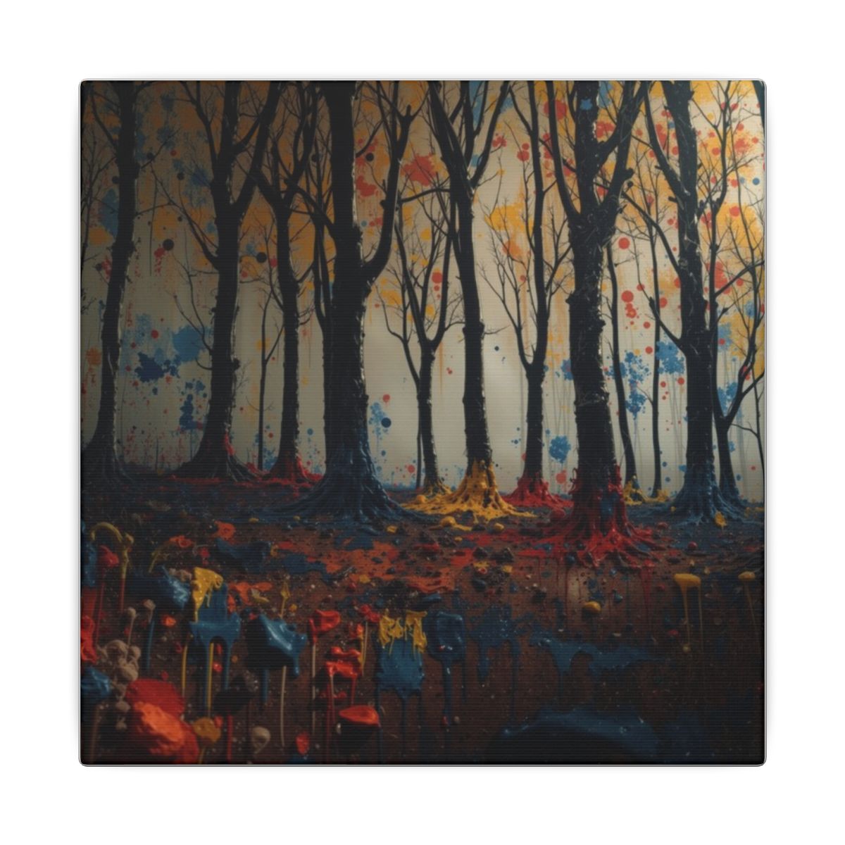 IMPASTO abstract ink-forest framed canvas wall art by Scattercrate — textured moody forest decor