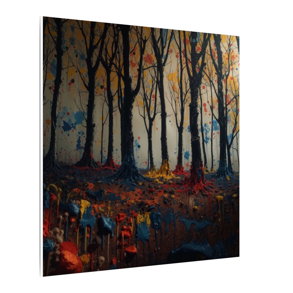 IMPASTO abstract ink-forest framed canvas wall art by Scattercrate — textured moody forest decor