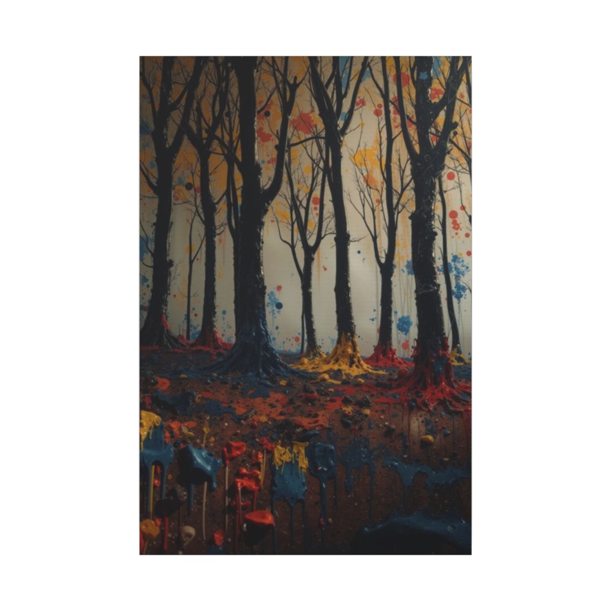 IMPASTO abstract ink-forest framed canvas wall art by Scattercrate — textured moody forest decor