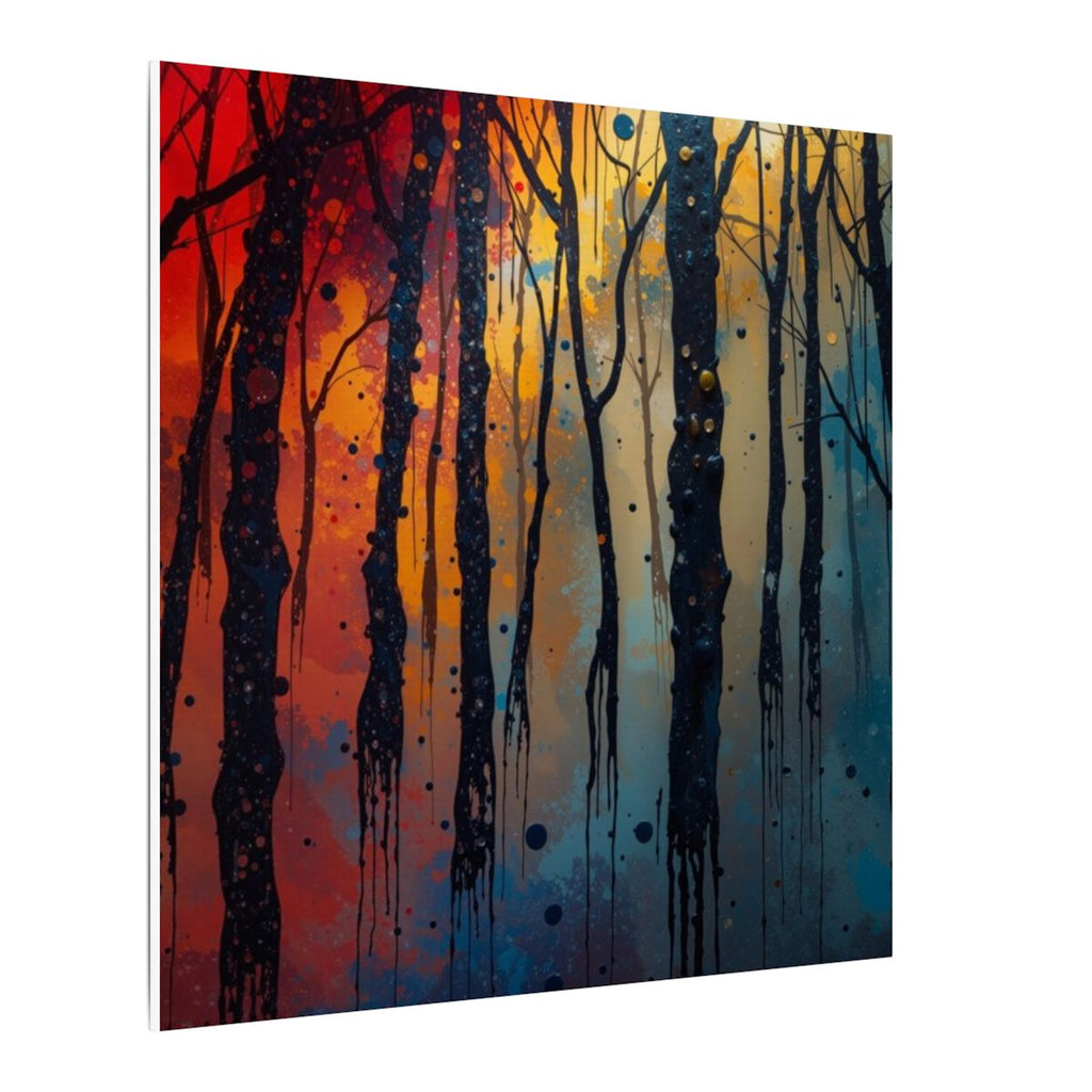 INKWASH abstract ink-forest framed canvas wall art by Scattercrate — inky moody forest decor