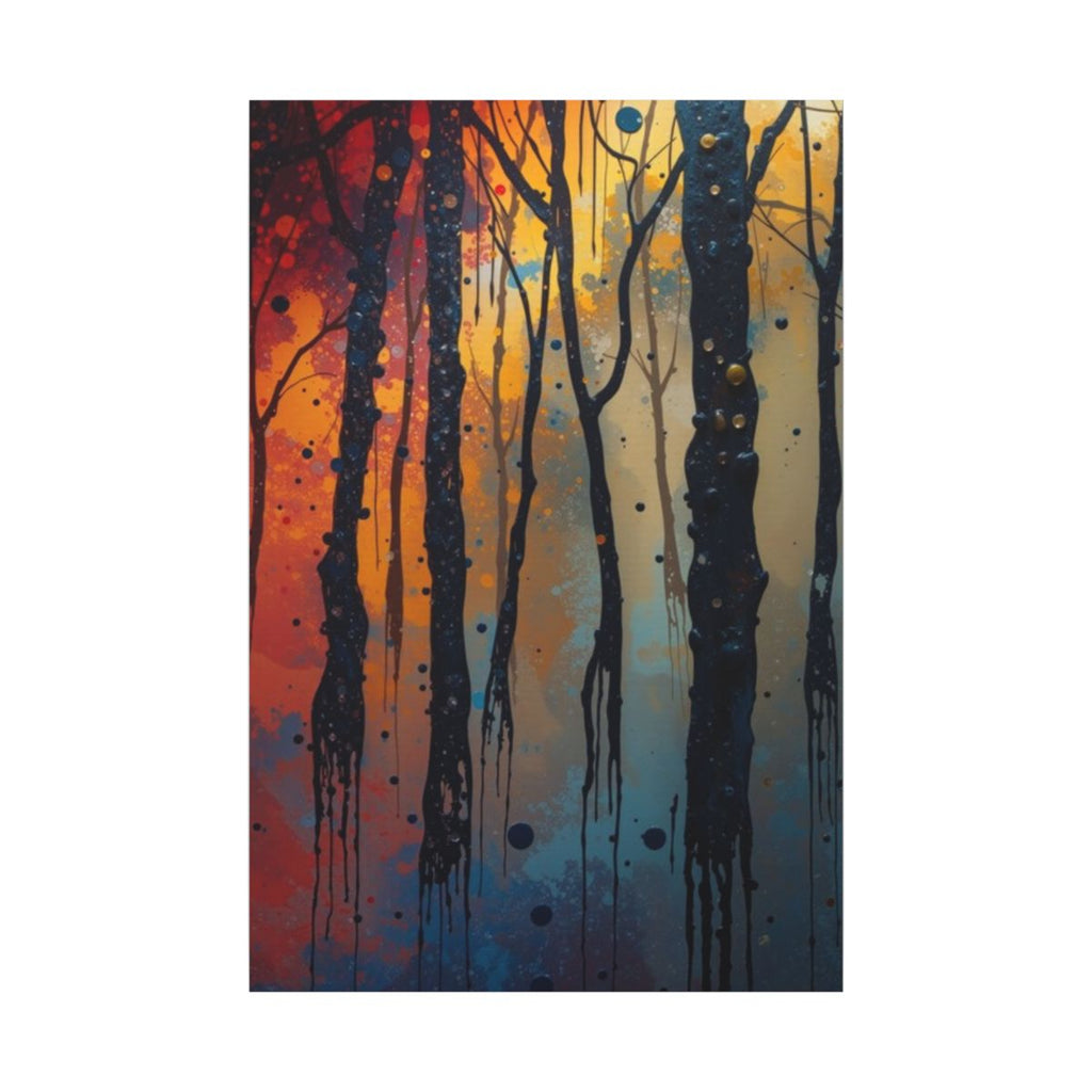 INKWASH abstract ink-forest framed canvas wall art by Scattercrate — inky moody forest decor