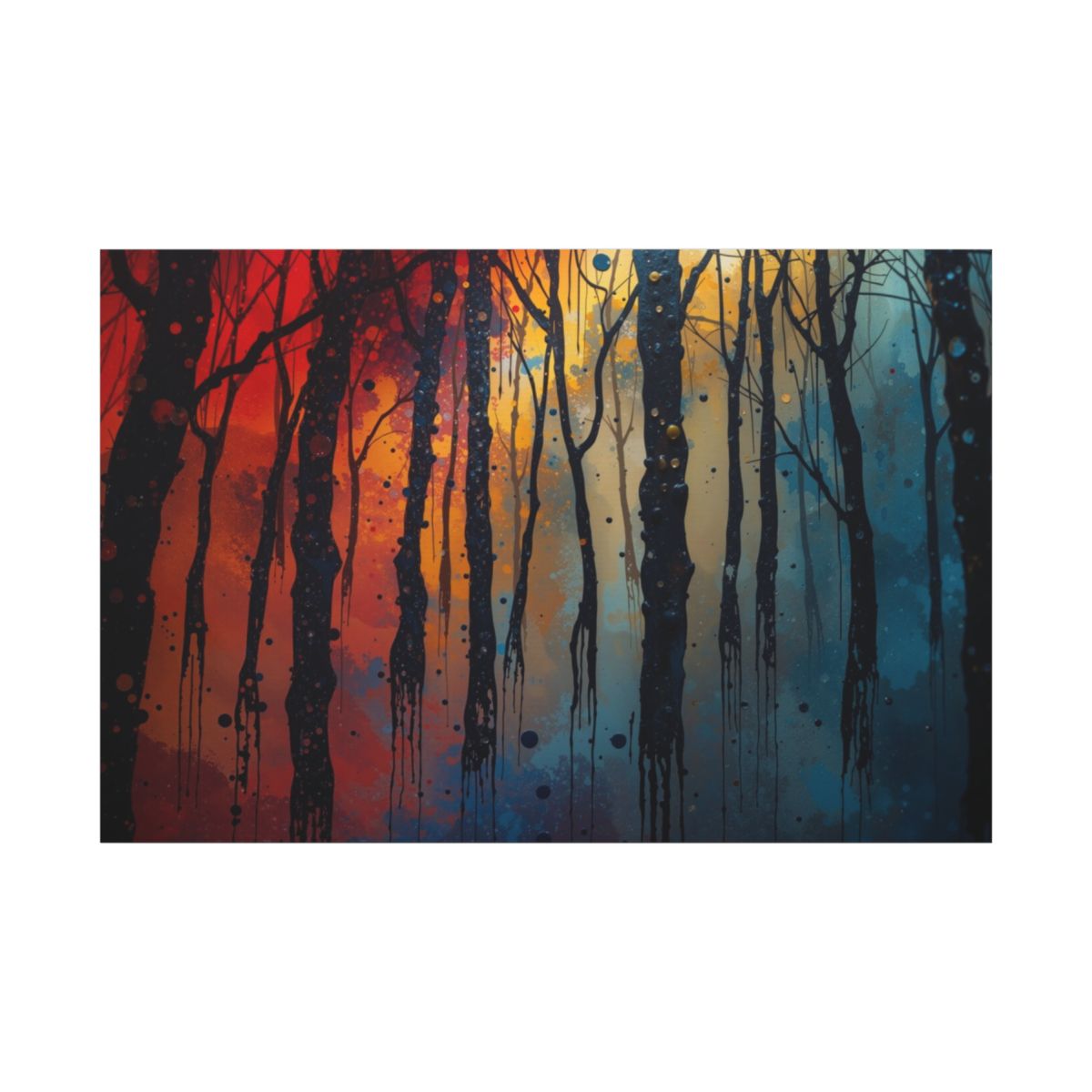 INKWASH abstract ink-forest framed canvas wall art by Scattercrate — inky moody forest decor