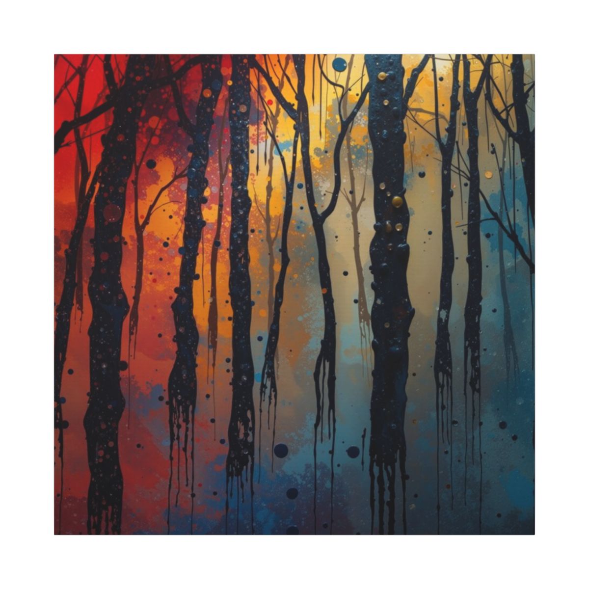 INKWASH abstract ink-forest framed canvas wall art by Scattercrate — inky moody forest decor