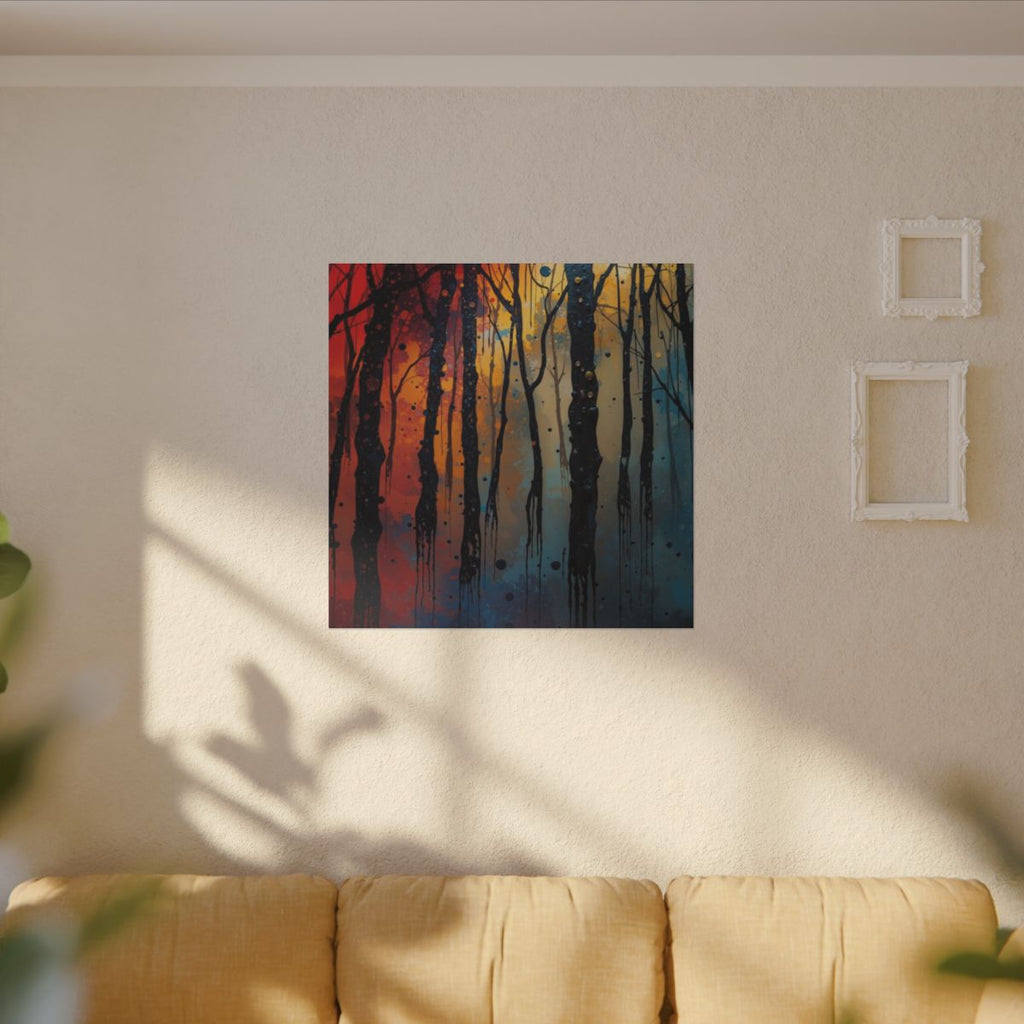 INKWASH abstract ink-forest framed canvas wall art by Scattercrate — inky moody forest decor
