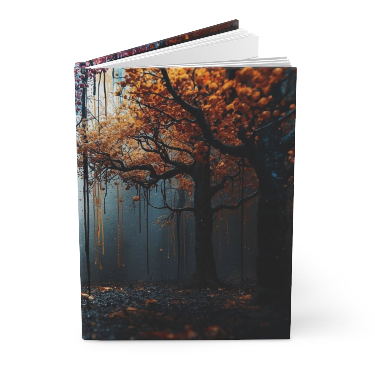 Obsidian Weald ink-forest hardcover journal by Scattercrate — dark obsidian forest art notebook