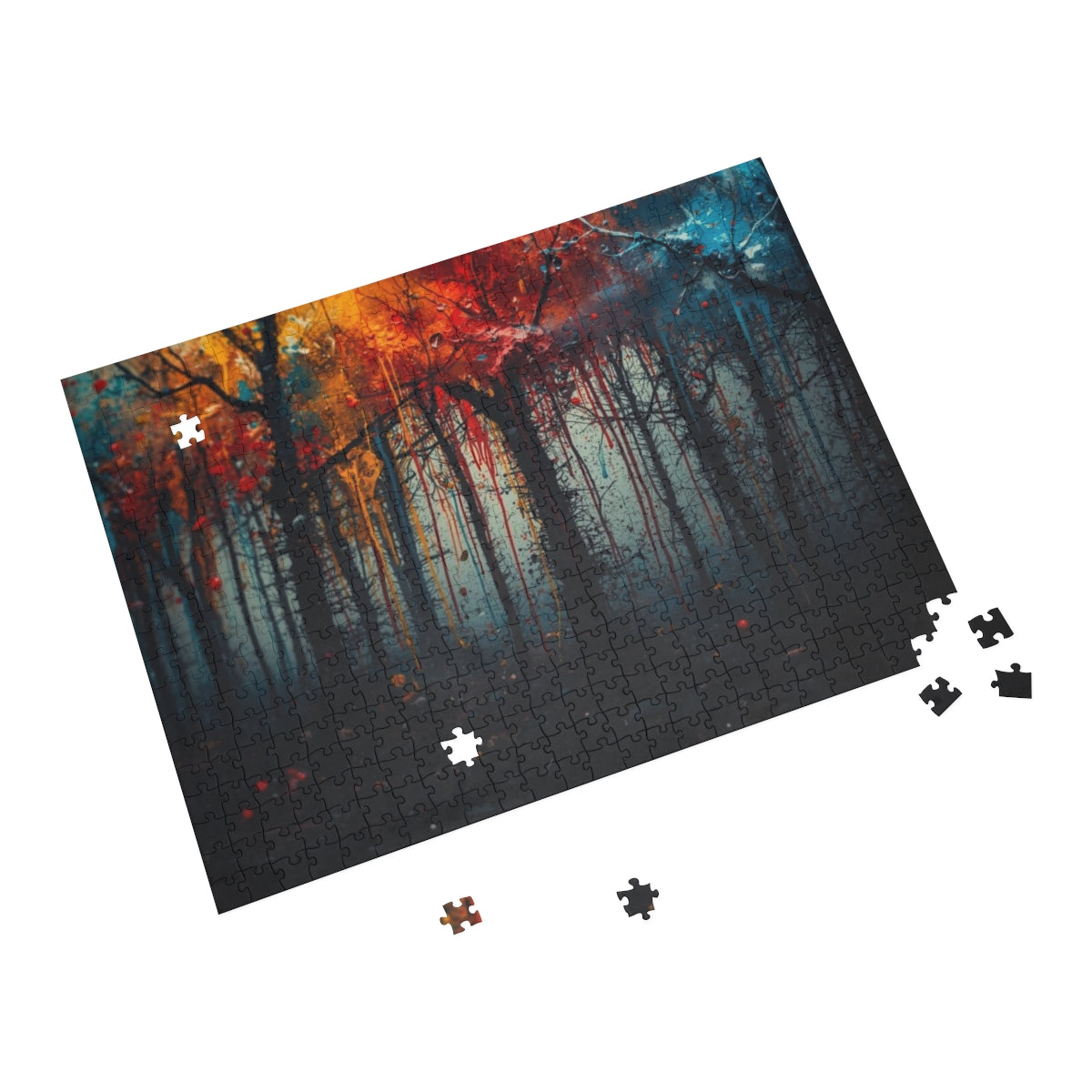 Phantom Grove 500-piece ink-forest puzzle by Scattercrate — moody dark forest art jigsaw gift