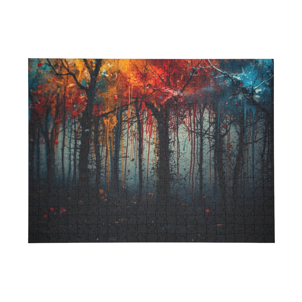 Phantom Grove 500-piece ink-forest puzzle by Scattercrate — moody dark forest art jigsaw gift