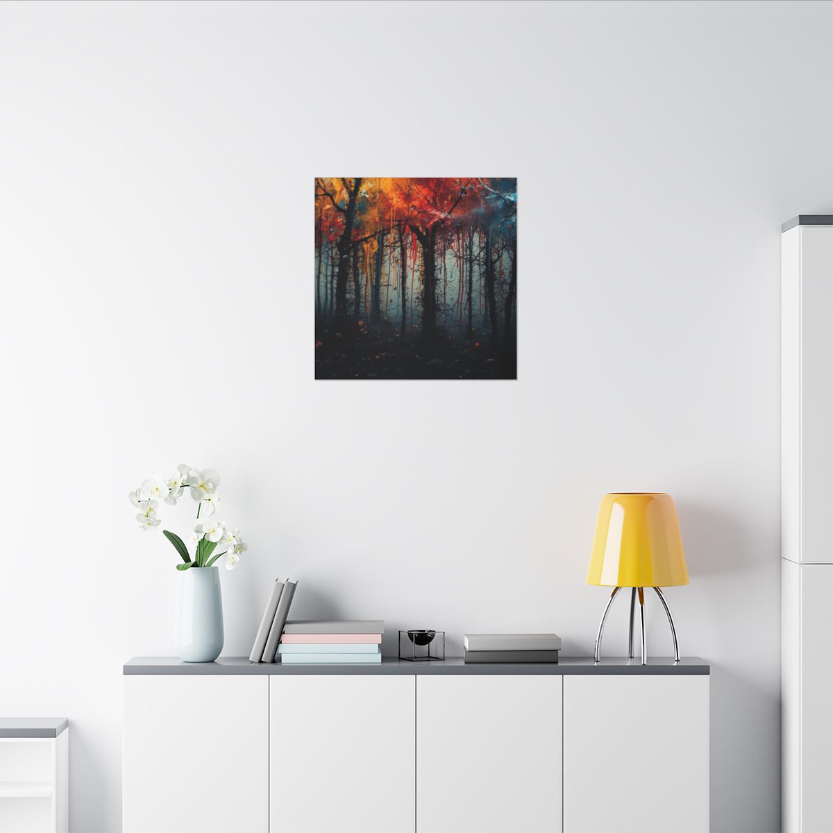Phantom Grove abstract ink-forest canvas print by Scattercrate — moody dark forest wall art