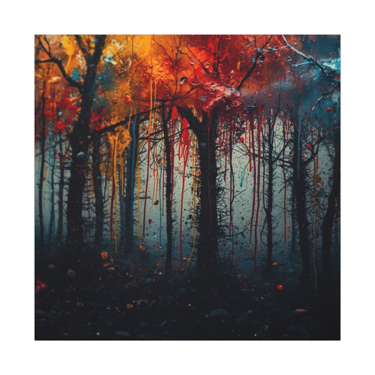 Phantom Grove abstract ink-forest canvas print by Scattercrate — moody dark forest wall art