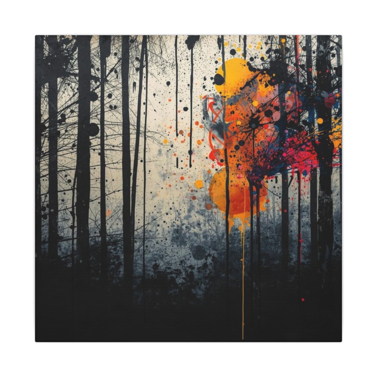 Veil of Resin abstract ink-forest canvas print by Scattercrate — moody dark forest wall art