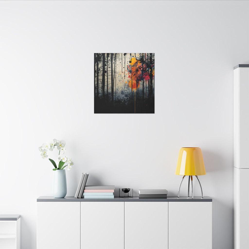 Veil of Resin abstract ink-forest canvas print by Scattercrate — moody dark forest wall art