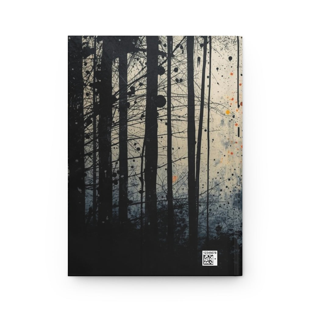 Veil of Resin ink-forest hardcover journal by Scattercrate — moody dark forest art notebook